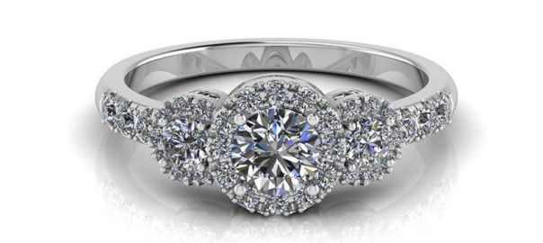 A custom diamond engagement ring, one of many different styles of engagement rings available for sale at Hempen Jewellers in Newmarket