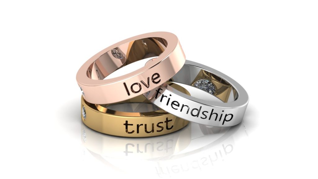 Yellow, white & rose gold engraved stacking rings