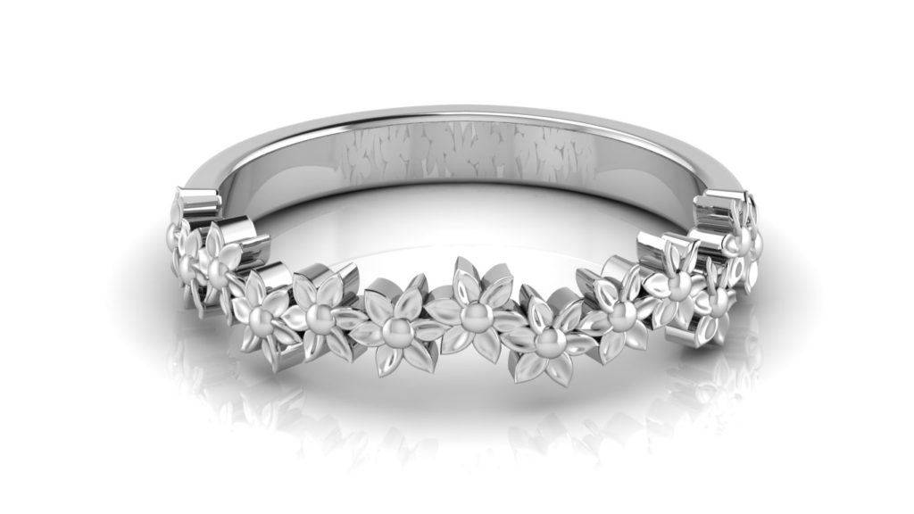 White gold delicate flower ring