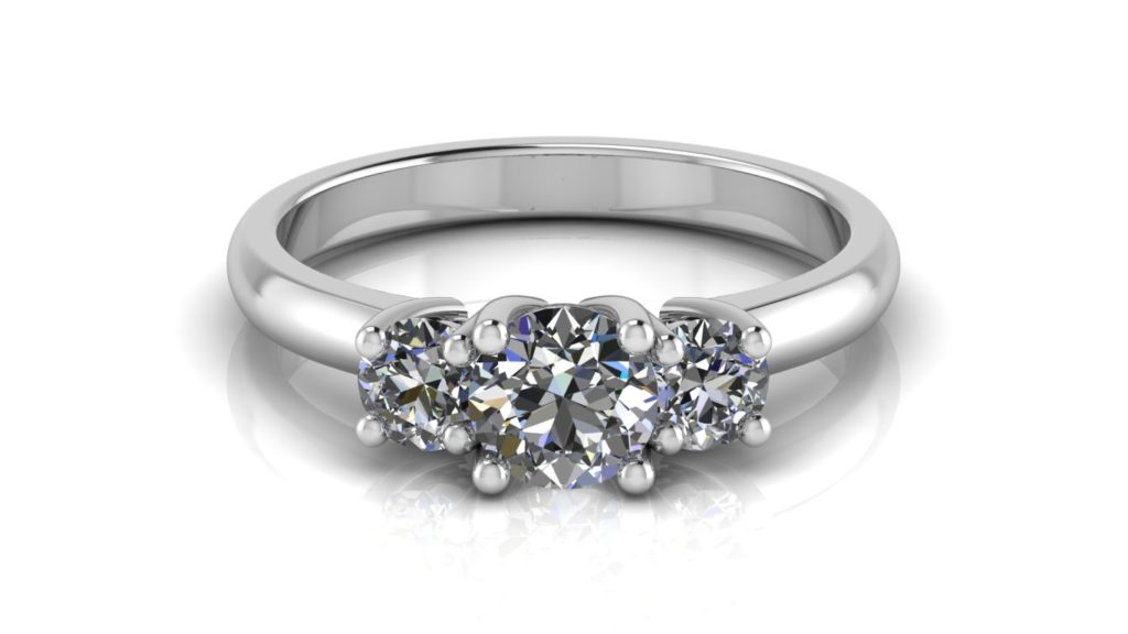 White gold three stone engagement ring