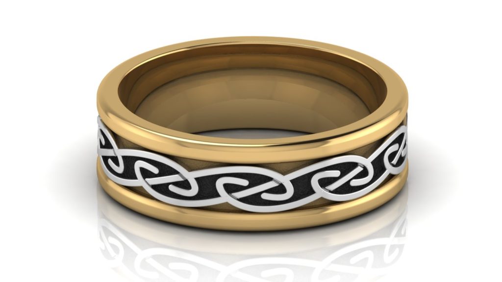 Yellow & white gold mens celtic knot band