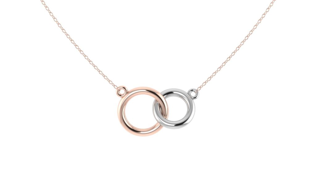 White & rose gold interlocking "O" pendant