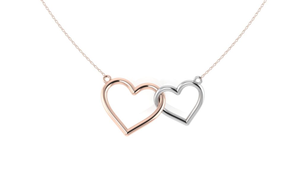 White & rose gold interlocking "O" pendant