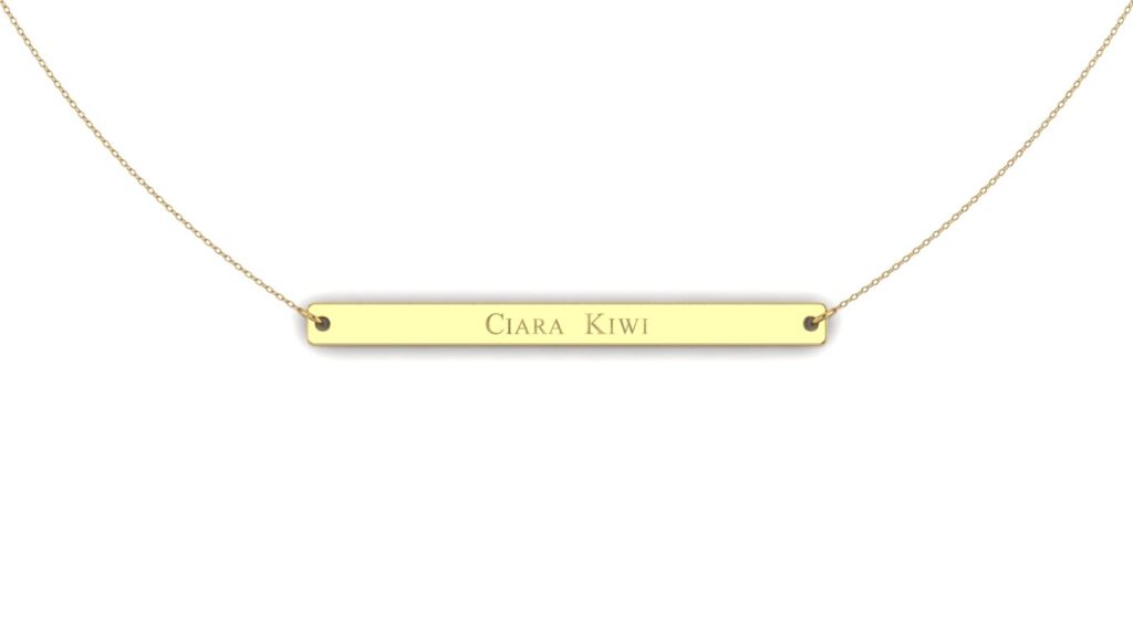 Yellow gold bar initial pendant