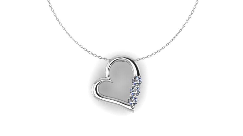 White gold heart pendant with diamond accents