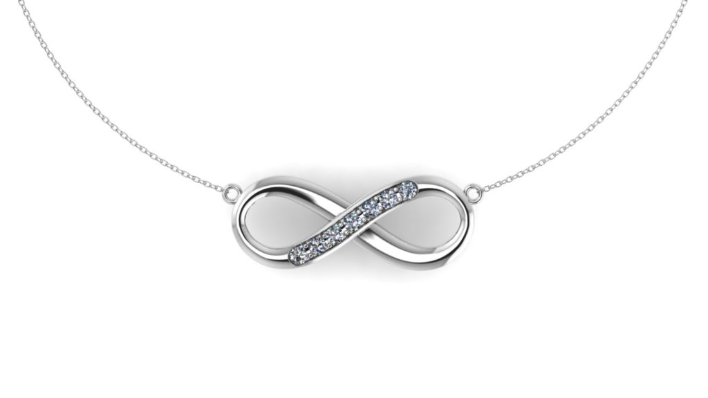 White gold infinity pendant with diamond accent