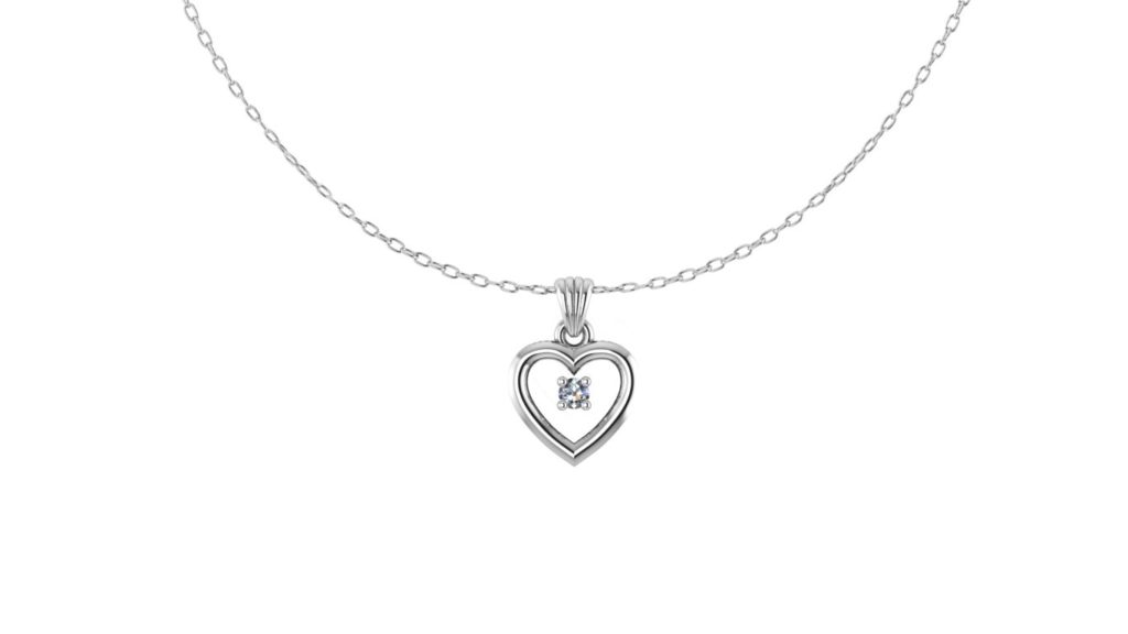 White gold heart pendant with diamond accent