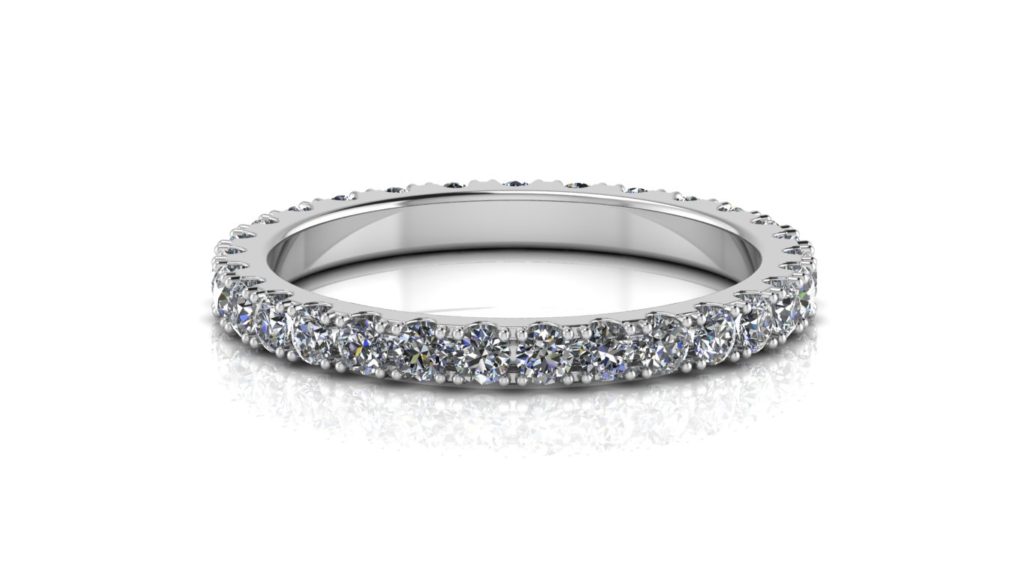 White gold ladies open wall diamond eternity ring