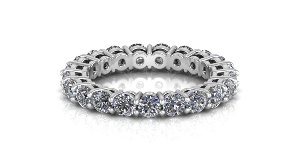 White gold ladies share claw diamond eternity ring
