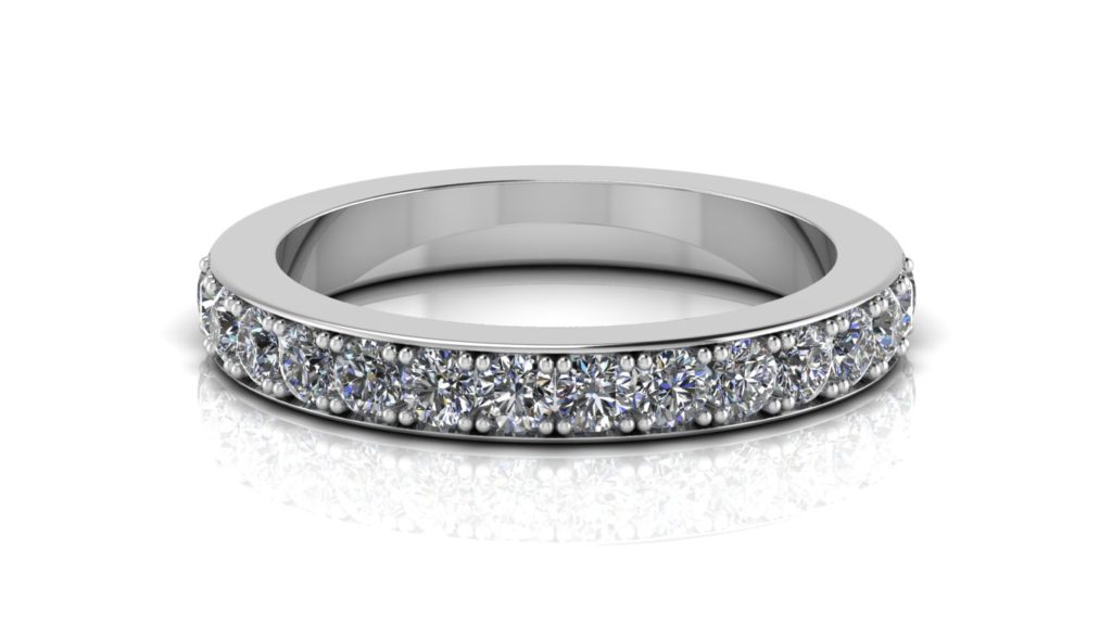 White gold ladies pave set diamond eternity ring