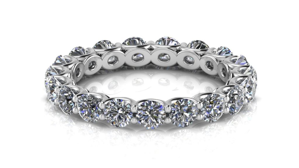 White gold ladies share claw diamond eternity ring