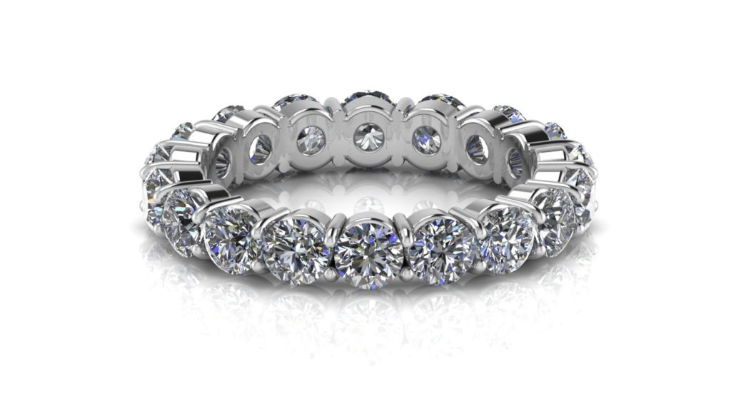 White gold ladies share claw diamond eternity ring